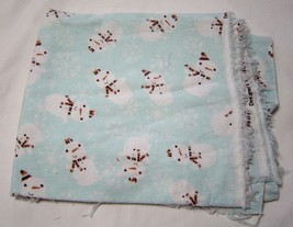 Happy Snowmen with Orange Striped Scarfs Flannel Print Fabric  - $7.99