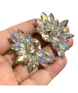 vintage half moon ball room Aurora Borealis clip on earrings - $43.26 CAD