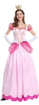 Womens Princess Peach Dress Mario Brothers Costume w Gloves and Crown Me... - $466.86 MXN
