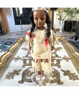 Vintage  Native American Doll White Leather Dress Beading Baby 7&quot; Tall - €14,58 EUR