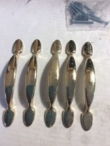 LOT of 5 VINTAGE BRASS DRAWER OR DOOR HANDLES GREAT CONDITION 5 1/2 Inch - $18.97