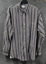 VTG 90’s BUGLE BOY Shirt Mens XL Blue Striped Button Down Cotton Long Sleeve - £18.33 GBP