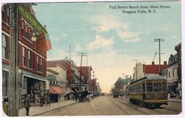Postcard Fall Street South From Main Street Niagara Falls New York - £3.93 GBP