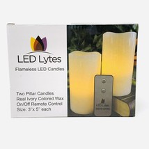 Flameless LED Candles Battery Powered Remote Candle Set 2 Ivory Wax Amber  - $14.80