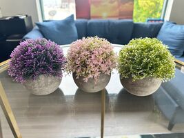 Artificial Potted Plants Fake Faux Green Purple Pink Decorative Home Lot... - $24.99