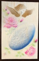 A Joyful EASTERTIDE-HEAVILY Embossed Air BRUSHED-1910s Easter Postcard - £7.69 GBP