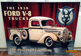 FORD TRUCKS 1939 V8 TIN METAL SIGN ADVERTISING RETRO GARAGE ART POSTER - $18.99