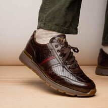 Brescia Snake and Classic Calfskin Fashion Sneaker Brown image 12