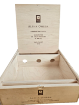 Alpha Omega Cabernet Sauvignon Beckstoffer Empty Wooden Wine Box With Hi... - $29.72