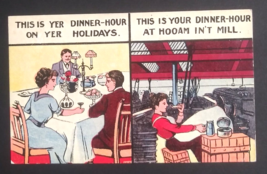 Dinner Hour Split View Humor Funny Comic Claremont Series Postcard c1910s - £7.80 GBP