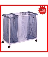 Elegant 3 Compartment Mesh Laundry Sorter with Rolling Wheels, 30.5&quot; x 1... - $880.88 MXN
