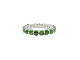 Green Stone Eternity Stacking Ring Green Chrome Diopside Eternity Engage... - £78.84 GBP