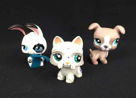 3 Littlest Pet Shop Figures 00691 Boxer Dog 1201 Terrier Bakery Bunny Toy Hasbro - $15.79