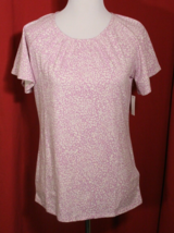 Amazon Essentials Womens M  Soft Knit T-Shirt Top Key Hole Back Lilac Ivory - $9.95