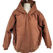 Cornerstone Work Canvas Men&#39;s Jackets Size 3XL Brown Hooded Quilt Lined - $44.50