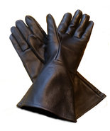 Leather Gauntlet Gloves Black Small (sm) Long Arm Cuff - $29.70