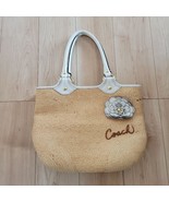 Coach Straw Tote Bag Beige Floral Woven Summer Handbag White Shoulder MB... - $133.99