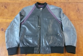 Vintage HARLEY DAVIDSON Women’s Size Small Leather Jacket Black, Purple &amp; Gray - £140.88 GBP