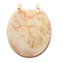 Pink Marblized Ed Wood Toilet Seat Marble Includes Hardware - £36.12 GBP