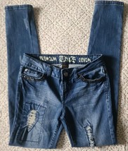 Ten 25 ~ Distressed ~ Denim Blue Jeans ~ Juniors Size 7/8 ~ Embellished Pockets - £20.93 GBP