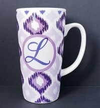 White and Purple Fisher &quot;L&quot; Initial Letter Monogram 16 oz. Coffee Tea Mug Cup - £10.61 GBP