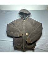 Vintage Brown Carhartt Lined Hooded Jacket Size Large RN 14806 Youth XL ... - $69.30