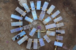 Natural, 29 Piece faceted cuboid RAINBOW MOONSTONE Briolette gemstone beads, 5x8 - £63.79 GBP