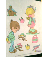 FABRIC Precious Moments &quot;Off to School&quot; 15&quot; x 17&quot; Vintage 1993 on White ... - $3.13 CAD