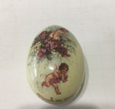 Vintage March 1997 decorated porcelain ceramic Easter egg Hoilday keepsake - $19.75