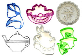 Alice In Wonderland Tea Party Mad Hatter Set Of 6 Cookie Cutters USA PR1266 - £13.79 GBP