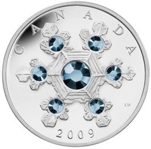 1 Oz Silver Coin 2009 $20 Canada Blue Crystal Snowflake Swarovski - £115.63 GBP