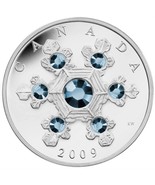 1 Oz Silver Coin 2009 $20 Canada Blue Crystal Snowflake Swarovski - $147.00