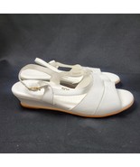 SAS CARESS CROSS STRAP SANDALS 9.5 M Comfort Low Heel White Leather EUC ... - $33.76 CAD