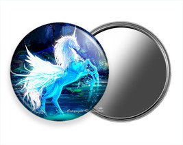 Whimsical Fantasy White Unicorn Horse Pocket Hand Purse Makeup Mirror Gift Idea - £12.37 GBP+