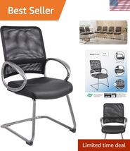 Mesh Back Guest Chair with Pewter Finish in Black, 250 lb. - $206.51