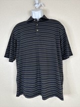 Pebble Beach Performance Men Size M Black Striped Polo Shirt Short Sleeve - £8.49 GBP