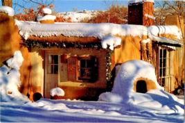 Postcard New Mexico Sante Fe Facade Adobe House in Winter 6 x 4 Ins. - £3.88 GBP