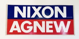 Vintage 1972 Nixon Agnew Election Campaign Bumper Sticker Red / Blue - $7.00