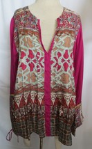 Johnny Was Top  Sz M 100% silk pleated front - $100.00