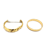 Vintage Monet (lot of 2) Gold Tone Bracelets Bangle Brushed Face Costume... - $56.99