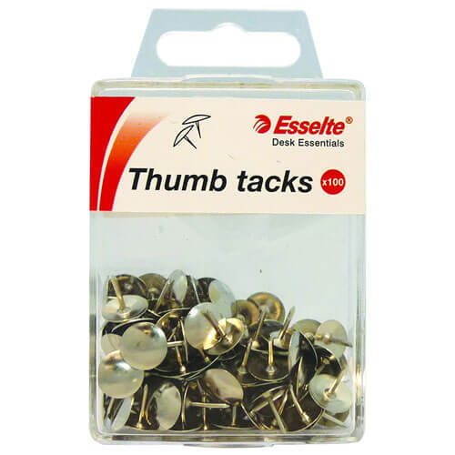 Esselte Thumb Tacks Drawing Pins (100pk) - Silver - $29.45