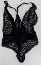 Victoria’s Secret Sm Black Lace Racerback Plunging V-neck Bodysuit Linge... - £16.30 GBP