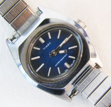 Vintage Ladies 1970&#39;s Timex Blue Sunburst Dial Watch - Parts or Project - £19.48 GBP