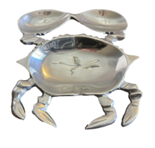 Crab Serving Tray Dish Metal Silver Sealife Coastal Chip Dip Appetizer E... - £29.04 GBP
