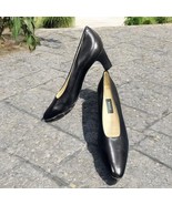 BALLY Rosebud Black Leather Pump Heel Shoes Size 9.5 N Made in Italy - $20.29 CAD