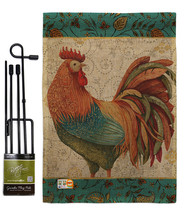Rooster Spice Burlap - Impressions Decorative Metal Garden Pole Flag Set GS11011 - £27.07 GBP