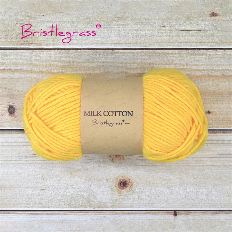 BRISTLEGRASS Acrylic Crochet Wool Yarn 50g Pom-poms Milk Cotton Hand -Lemon - €2,61 EUR