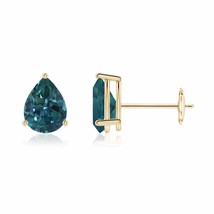 ANGARA 1.5 Ct Pear-Shaped Teal Montana Sapphire Stud Earrings in 14K Solid Gold - $2,285.10