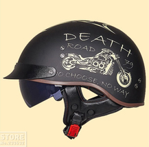 DOT Black Half Open Face Helmet Chopper Biker Cruiser &amp; Scooter Motorcyc... - £61.33 GBP