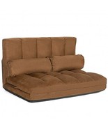 6-Position Foldable Floor Sofa Bed with Detachable Cloth Cover-Brown - C... - £196.14 GBP